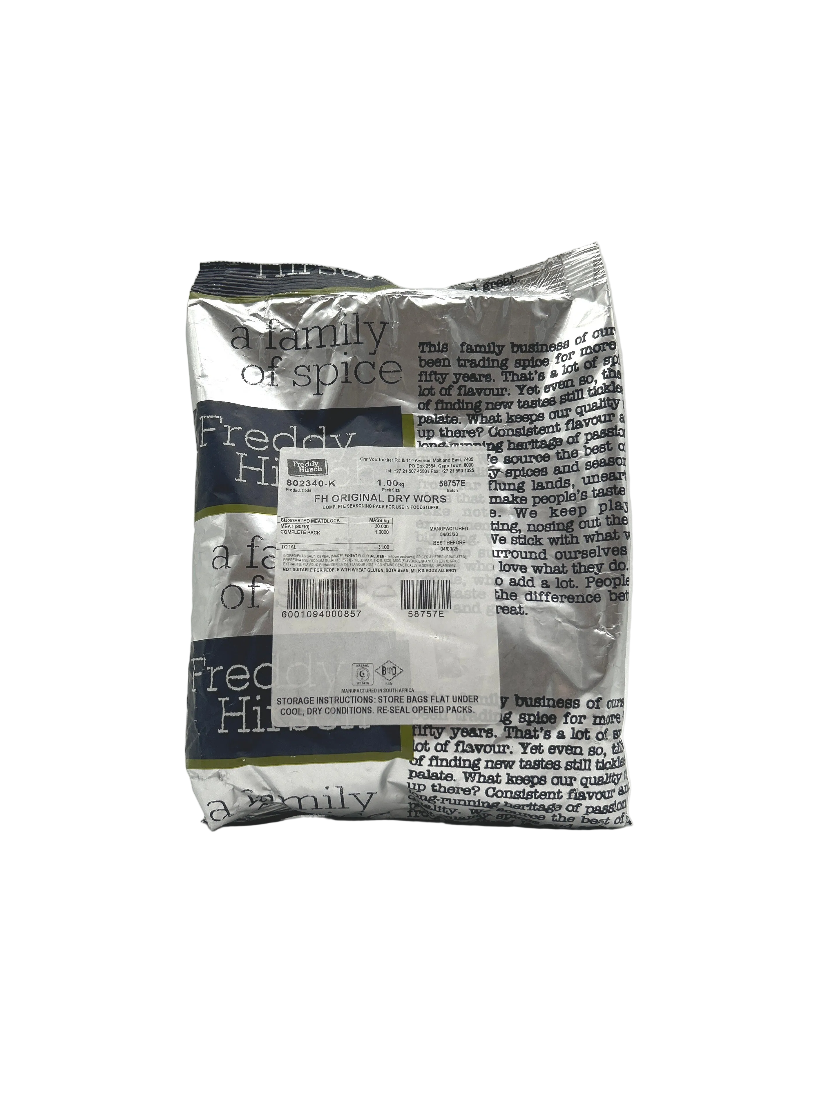 Freddy Hirsch Original Dry Wors Spice - 1 kg