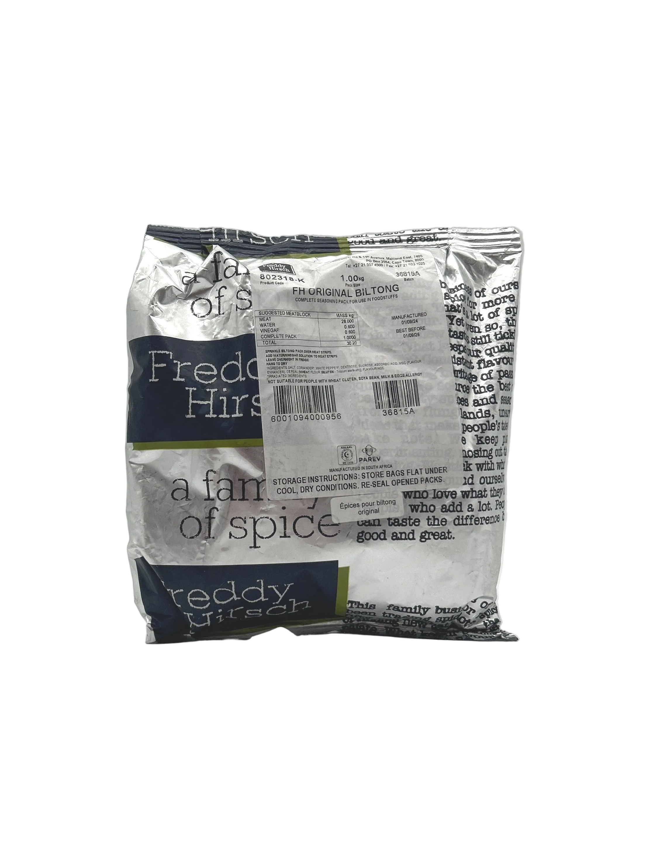 Freddy Hirsch Biltong Seasoning - Original Biltong - 1 kg