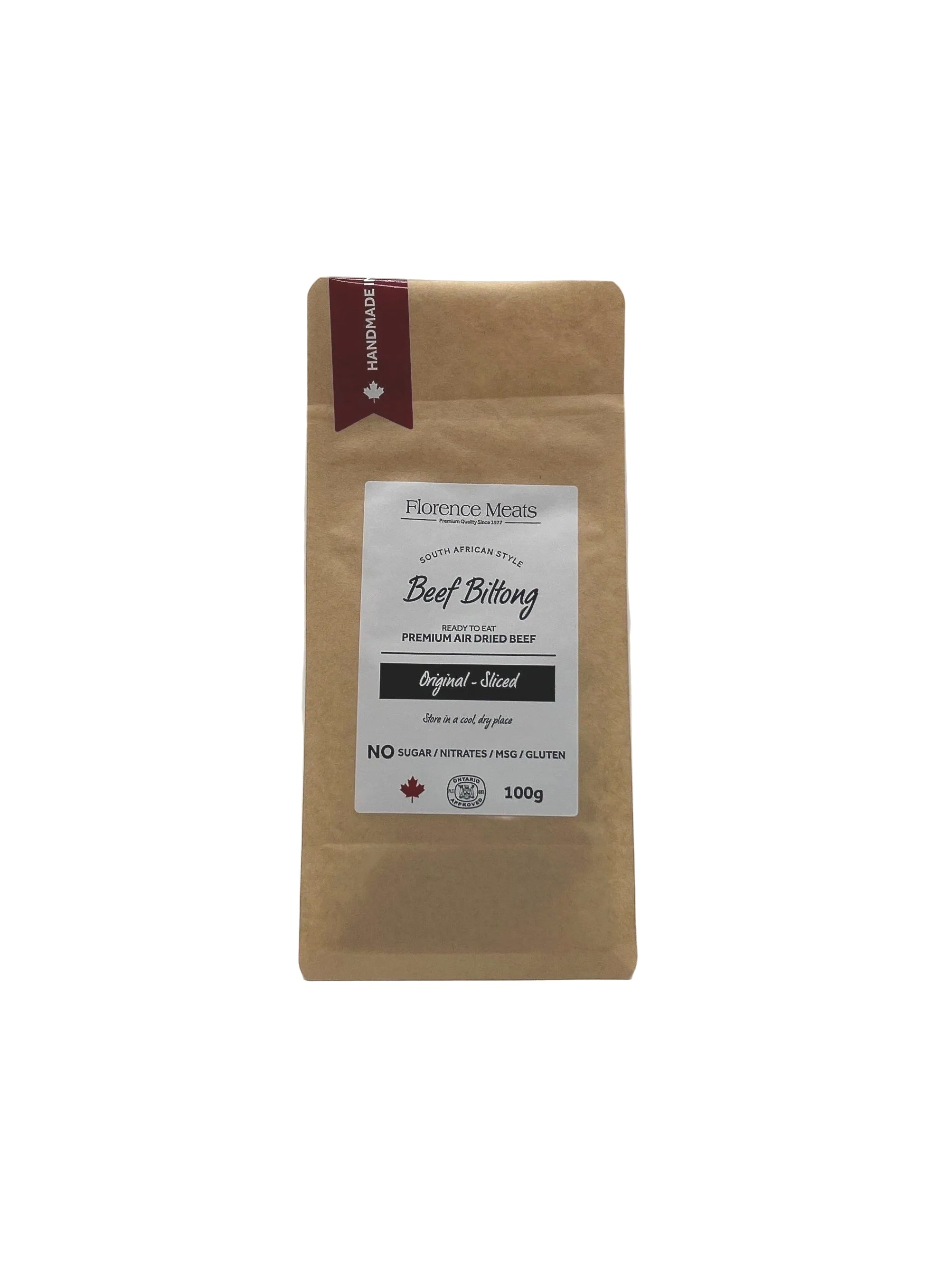 Beef Biltong Slices in Kraft Bags - 100 g