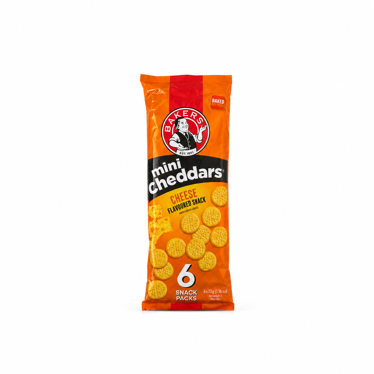 Bakers Mini Cheddar Snacks - Cheese - 6x33 g