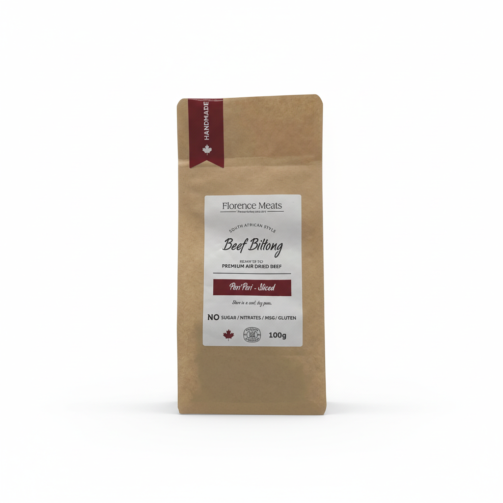 Beef Biltong Slices in Kraft Bags - Peri Peri - 100 g